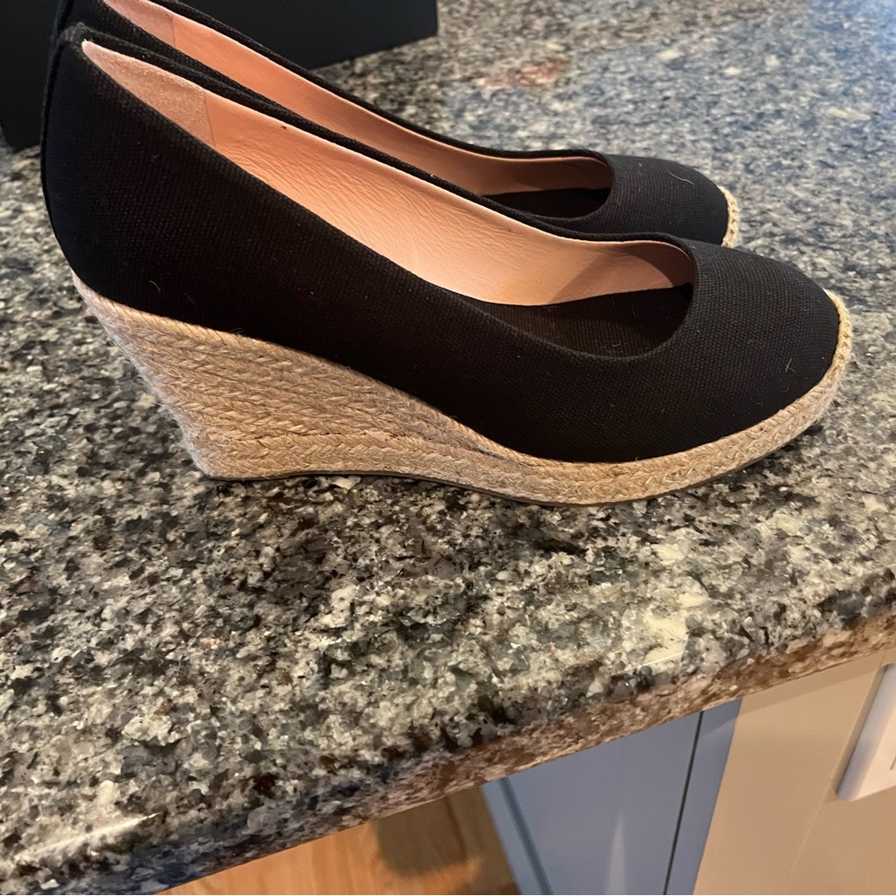 J. Crew Black Canvas Espadrille Wedges size 6.5 and 7.